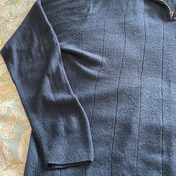 GEOFFREY BEENE XL 100% ACRYLIC SWEATER-NAVY BLUE. QUARTER ZIP WITH COLLAR - Picture 3 of 5